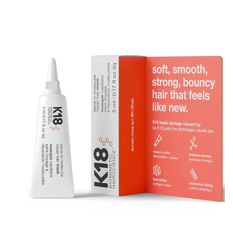 K18 מסכה 5 ml לתיקון ושיקום מולקולרי של השיער, ללא שטיפה.