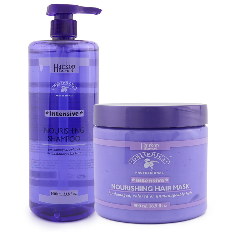 מארז שמפו ומסכה ללא מלחים אינטנסיב לשיקום והזנה 1000 מ"ל אובליפיחה | OBLIPHICA