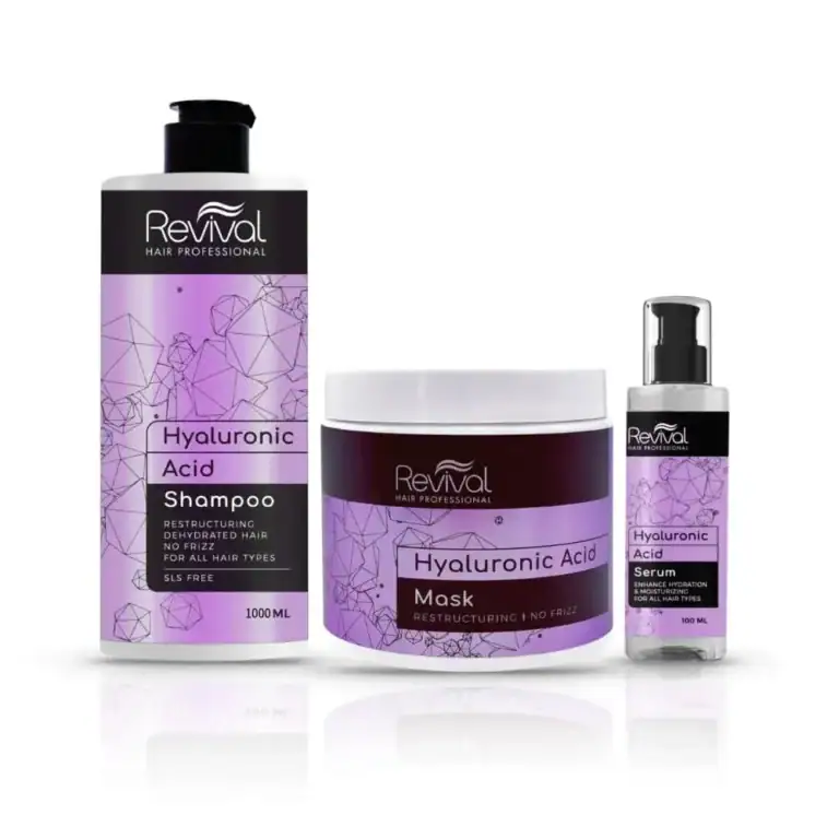 מארז חומצה היאלורונית שמפו ומסכה וסרום רביבל | Revival